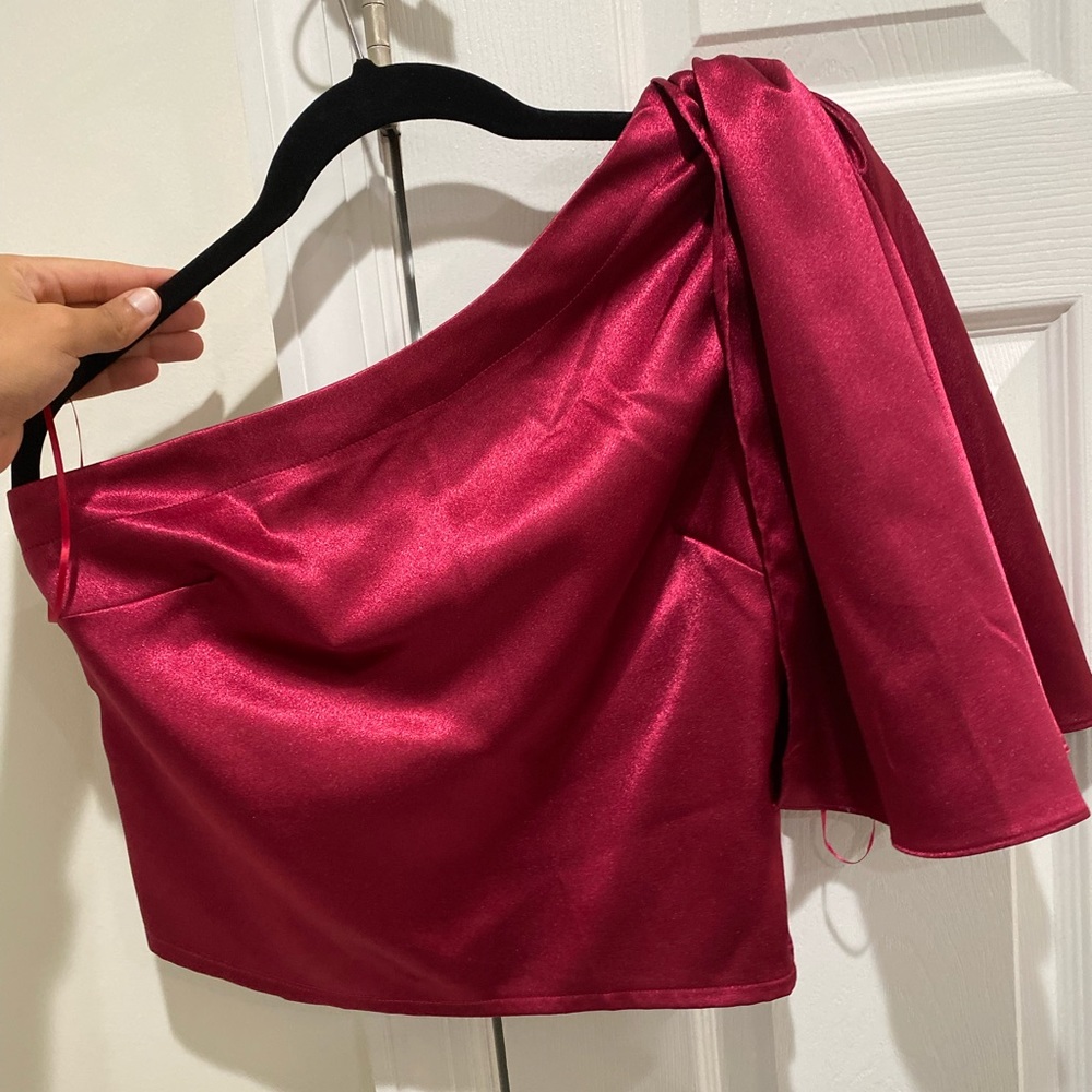Off the shoulder silk crop top